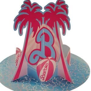 Barbie Centerpiece Table Decor - Malibu Beach Theme Party 10” with Palm Trees